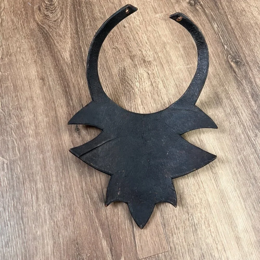 Vintage Leather Breastplate Choker Engraved Necklace Statement Piece African